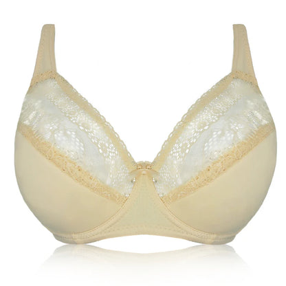 Pink Elegant Lace Ultra-Thin Unlined Full Cup Bras for Plus Size Women - Underwire Support (DD-G Cups, Sizes 40-52)