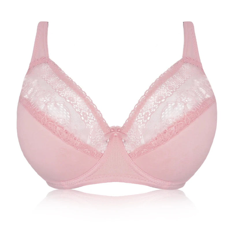 Plus Size Women Elegant Lace Full Coverage Bras- Supportive & Stylish Floral Design (DD-G Cups, Sizes 40-52)