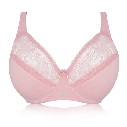 Plus Size Women Elegant Lace Full Coverage Bras- Supportive & Stylish Floral Design (DD-G Cups, Sizes 40-52)