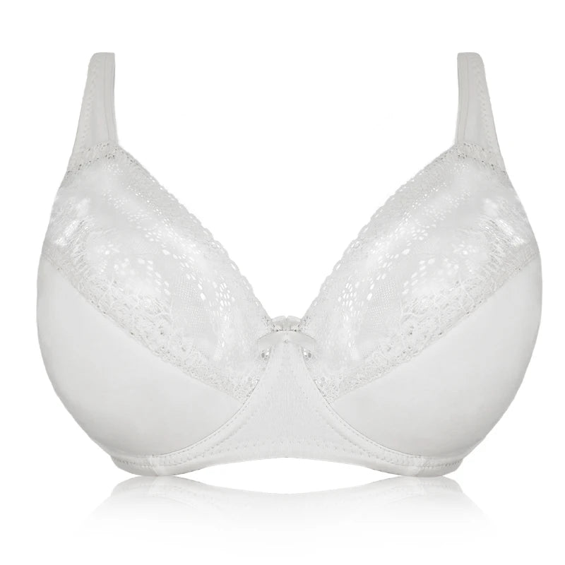 Pink Elegant Lace Ultra-Thin Unlined Full Cup Bras for Plus Size Women - Underwire Support (DD-G Cups, Sizes 40-52)