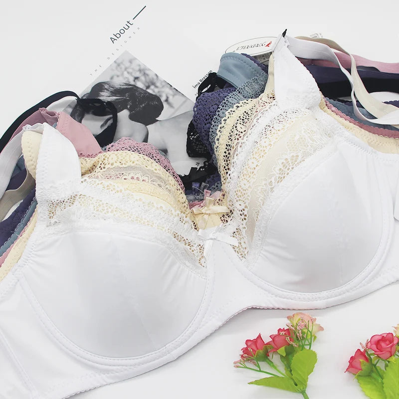 Plus Size Women Elegant Lace Full Coverage Bras- Supportive & Stylish Floral Design (DD-G Cups, Sizes 40-52)