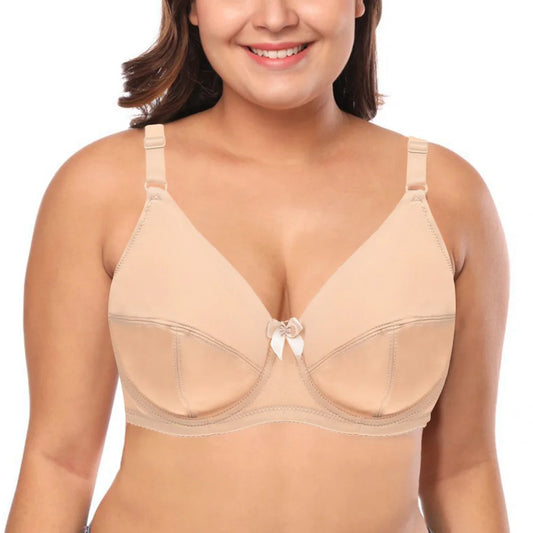 Nude/White Plus Size Bras for Women - Unlined Underwire Support Bra, Sizes 40-54 (DD-G Cups)