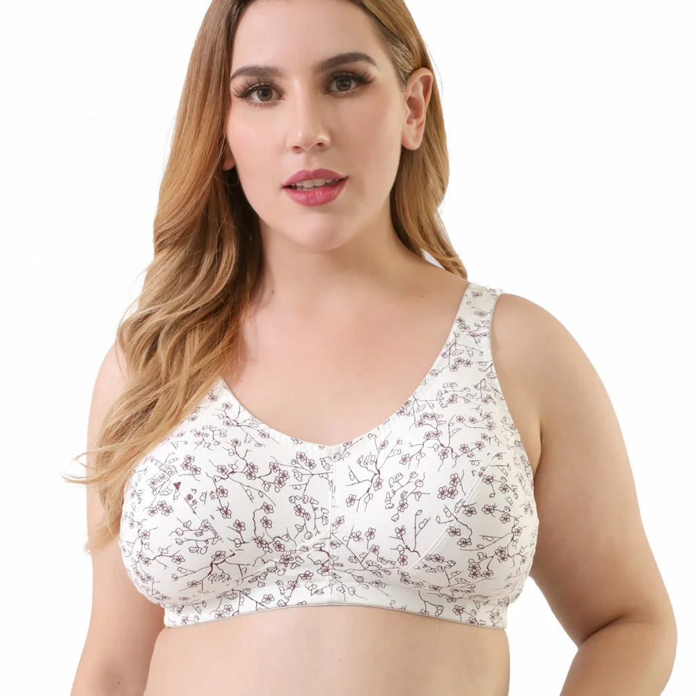 Magnolia Spring Women's Wireless Flower Breathable Comfort Bra – Wire-Free Plus Size Support