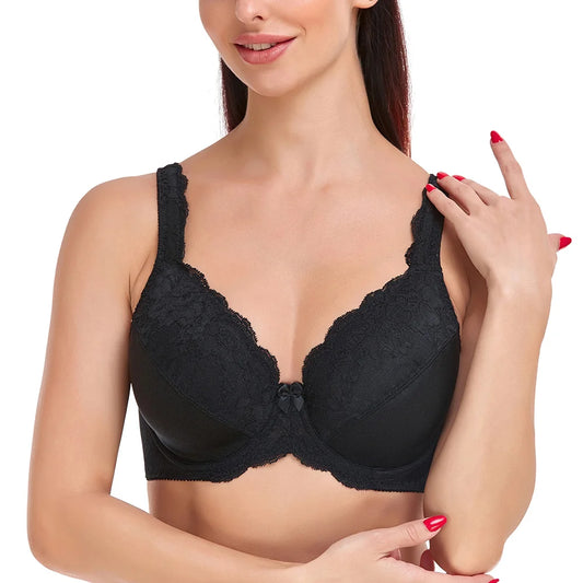 Magnolia Spring Plus Size Minimizer Bra – Elegant Lace, Full Coverage, Non-Padded Support