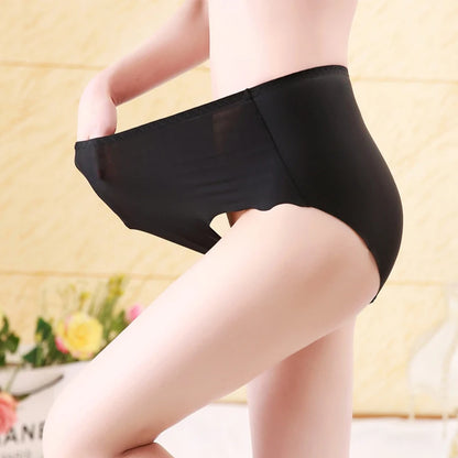 Plus Size Seamless Ice Silk Panties for Women - XXXL to 4XL Cotton Crotch Comfort Briefs