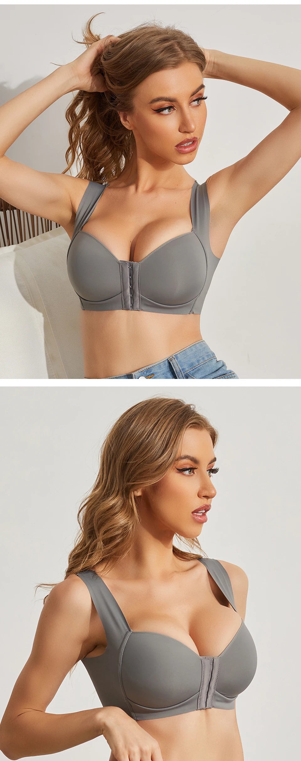 Magnolia Spring Push-Up Front Closure Wireless Bra – Seamless, No-Dig Comfort, Plus Size Sexy Lingerie