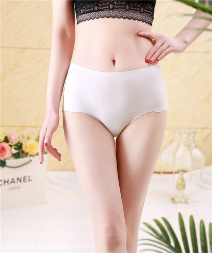 Plus Size Seamless Ice Silk Panties for Women - XXXL to 4XL Cotton Crotch Comfort Briefs