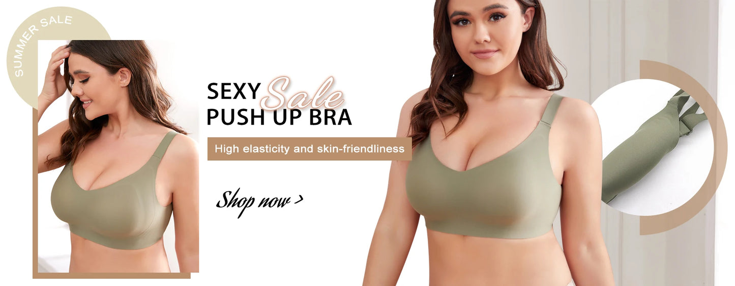 Magnolia Spring Plus Size Comfort Seamless Push-Up Bralette for Women