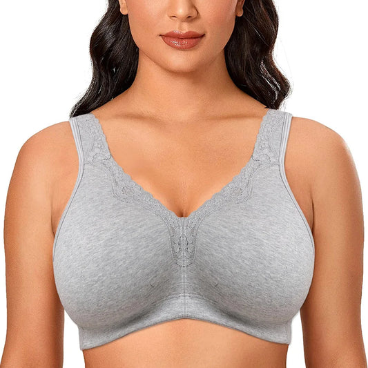 Magnolia Spring Plus Size Cotton Bra Women's Underwear Full Cup Seamless Wireless Ultra-thin Women Bras Minimizer Brassiere B C D E F G H I