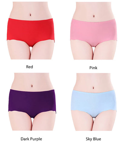 Plus Size Seamless Ice Silk Panties for Women - XXXL to 4XL Cotton Crotch Comfort Briefs