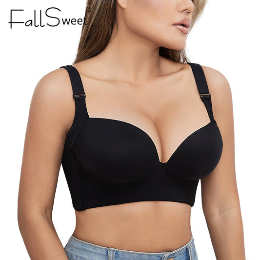 Magnolia Springs Plus Size Bras Women Hide Back Fat Brassiere Shaper Bra Incorporated Full Back Coverage Deep Cup Sexy Push Up Lingerie